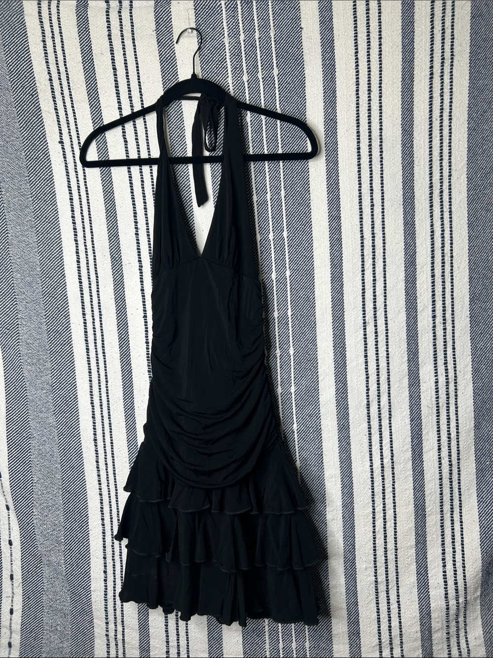 Y2K Bebe Halter Ruffle Mini Dress